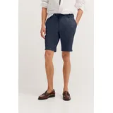 Bugatti Bermudas BUGATTI, Herren, Gr. 48, Normalgrößen, blau (370, marine), 73% Polyester, 22% Viskose, 5% Elasthan, unifarben, normal, Hosen Bermudas, mit Kordelzug