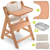 hauck Hochstuhl Alpha Plus Move Natur - im Sparset inkl. Essbrett, Sitzkissen Deluxe beige | Gr.: onesize