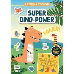 Rätseln Und Stickern - Super-Dino-Power: Mit Vielen Coolen Neon-Stickern, Kartoniert (TB)