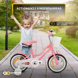 ACTIONBIKES MOTORS Actionbikes Kinderfahrrad Starlight 12 Zoll Rosa, Stützräder, Fahrradkorb, Klingel, Kettenschutz (Classic)