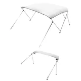 Vevor Bimini Top Bootsabdeckung Sonnenverdeck (3 Bögen) aus 600D Polyester mit Rahmen aus Aluminiumlegierung, wasserdichte Sonnenschutz-Bootsmarkise mit Aufbewahrungstasche, 137-152 cm (B) Hellgrau