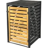Tchibo dobar® Mülltonnenverkleidung 120 L aus Holz in Braun-Schwarz als Bausatz - Mülltonnenbox mit Deckel und Schwingtür zweifarbig - 67 x 64 x 94 cm