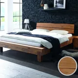 Hasena Oak-Line Wild Massivholzbett Ivio/Naturo 200x200 cm / Wildeiche natur, gebürstet, geölt