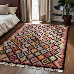 Teppich HANSE HOME "Kelim Zara", schwarz multifarben, B:160cm H:3mm L:230cm, Wolle, Baumwolle, Teppiche, Wolle, Baumwolle, Natur, Handgewebt, orientalisch, Boho, traditionell