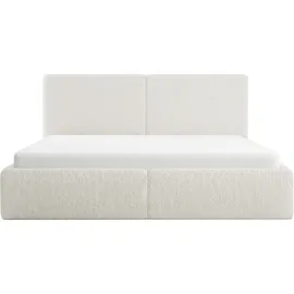 FEDVE Polsterbett Doppelbett Riberia Slim Bett mit Bettkasten 120x200 - Creme