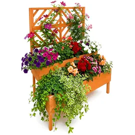 Relaxdays Hochbeet Blumenkasten 135 x 109 x 62 cm Orange