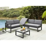vente-unique Garten-Sitzgruppe: Couchtisch + 6-Sitzer-Ecksofa verstellbar - Aluminium - Anthrazit - PALAOS II von MYLIA