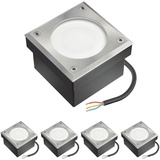 ledscom.de 5x LED Pflasterstein Bodeneinbauleuchte NEOLUM für außen, IP67, eckig, 10 x10cm, inkl. GX53 Leuchtmittel, 51lm, warmweiß