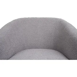 Mendler Cocktailsessel HWC-J76 Bouclé 70 x 80 x 80 cm Hellgrau drehbar mit Kissen