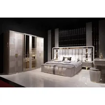 JV Möbel Elegantes graues Schlafzimmer-Set aus Holz mit modernem Design