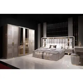 JV Möbel Elegantes graues Schlafzimmer-Set aus Holz mit modernem Design