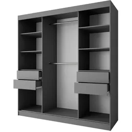 beautysofa Schiebetürenschrank VIVA II 200 x 216 x 61 cm Grau