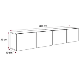 idohome TV-Lowboard 200 cm Weiß Matt 36x40x40 cm Holzwerkstoff
