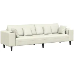 vidaXL Samt Sofa mit Kissen mit Kissen Cremefarben 208 cm Samt