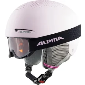 Alpina Zupo SET (+PINEY) - Hochwertiges, Sicheres & Robustes Set aus Skibrille & Skihelm Für Erwachsene, light-rose matt, 48-52 cm