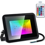 Yakimz RGB Fluter Außenleuchte IP67 Strahler Lampe Baustrahler Wasserdicht Licht LED Flutbeleuchtung Scheinwerfer 30W - Schwarz
