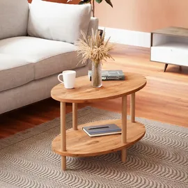 [en.casa] Couchtisch Højreby oval Beine aus Buchenholz 70 x 44 x 43 cm Holzoptik