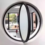 TWHZSAI Drehbares rundes Fenster aus Aluminiumlegierung, Bullauge-Fenster aus gehärtetem Glas zur Wandtion mit Griff, Flügelfenster zur Wohntion in der Küche, Schwarz 2,70 cm
