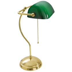 Licht-Erlebnisse Schreibtischlampe LAMPADE MINISTERO, ohne Leuchtmittel, Jugendstil Tischlampe Messing Schalter E27 H:44cm Schreibtisch Premium bunt|grün