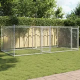 vidaXL Hundezwinger mit Türen Grau 4x2x1,5 m Verzinkter Stahl -