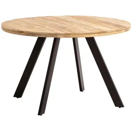 KADIMA DESIGN Esszimmertisch 120x120x76 cm Mango Massivholz Esstisch Modern, Küchentisch Massiv mit Metallbeinen, Holztisch Esszimmer Rund, Kleiner Speisetisch