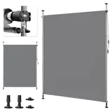 LEADZM Klemmmarkise Senkrechtmarkise 200x305cm,Ausziehbar & Blickdicht, UV-Schutz 50+ & Wasserfest, Ohne Bohren mit Handkurbel für Garten, Terrasse, Balkon&Wohnzimmer,Grau
