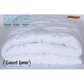 sweet home world Bettdecke 155x220cm - Ganzjahresdecke, Wärmende Bettdecke für Allergiker, Antiallergisch Decke, Mikrofaser, 300gsm Weiß, - Weiß