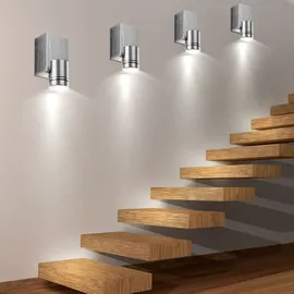 ETC Shop 4er Set LED Wand Spot Strahler Wohn Ess Zimmer Beleuchtung ALU Spot Leuchte gebürstet