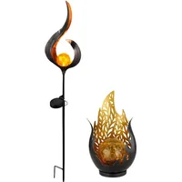 GLOBO 2er Set LED Solarleuchte, Metall Glas, schwarz, gold,