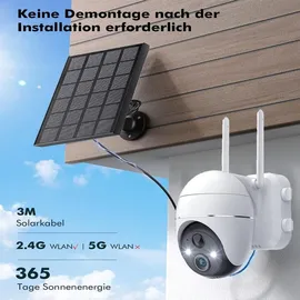 galayou 5MP Überwachungskamera Aussen Akku Solar Weiß