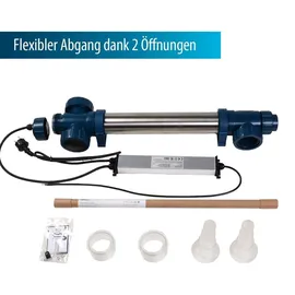 AquaForte Midi Power UVC 75 Watt, kurze Lampen und Edelstahlgehäuse, maximaler Durchfluss von 20m3 pro Stunde, für einen klaren Teich mit gesunden