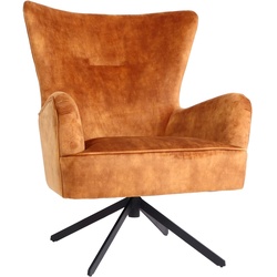 Lounge-Sessel HWC-L63, Cocktailsessel Polstersessel Relaxsessel, drehbar, vintage Samt Metall ~ gold-braun