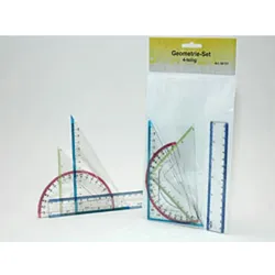 HundB Lineal Dreieck Zirkel Winkelmesser 4 teilig mit 15cm Lineal für Schule Büro Zeichnen Messen