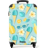 noboringsuitcases NoBoringSuitcases.com® Koffer Handgepäck Trolley Rollkoffer Kleine Reisekoffer mit Rollen - Sommerliches Muster mit Blumen und Eiswaffeln - Cab... < Bunt