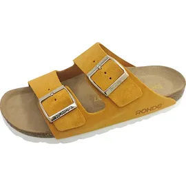 ROHDE Pantolette Velours Leder zwei Schnallen Komfortweite Alba 5590, Größe:37 EU, Farbe:Orange - Orange - 37