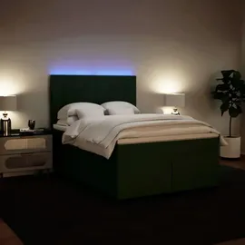vidaXL Boxspringbett 140 x 200 cm Dunkelgrün