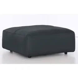 Hocker MUSTERRING "LUCIA", grau (anthrazit floris), B:100cm H:43cm T:100cm, Flachgewebe VALMONT (60% Baumwolle/40% Leinen), Leder PURO, pigmentiertes Leder, Microfaser CRONA (100% Polyester), Flachgewebe FLORIS (100% Polyester), Leder BAX, pigmentiertes Leder, Hocker, Lederhocker Polsterhocker