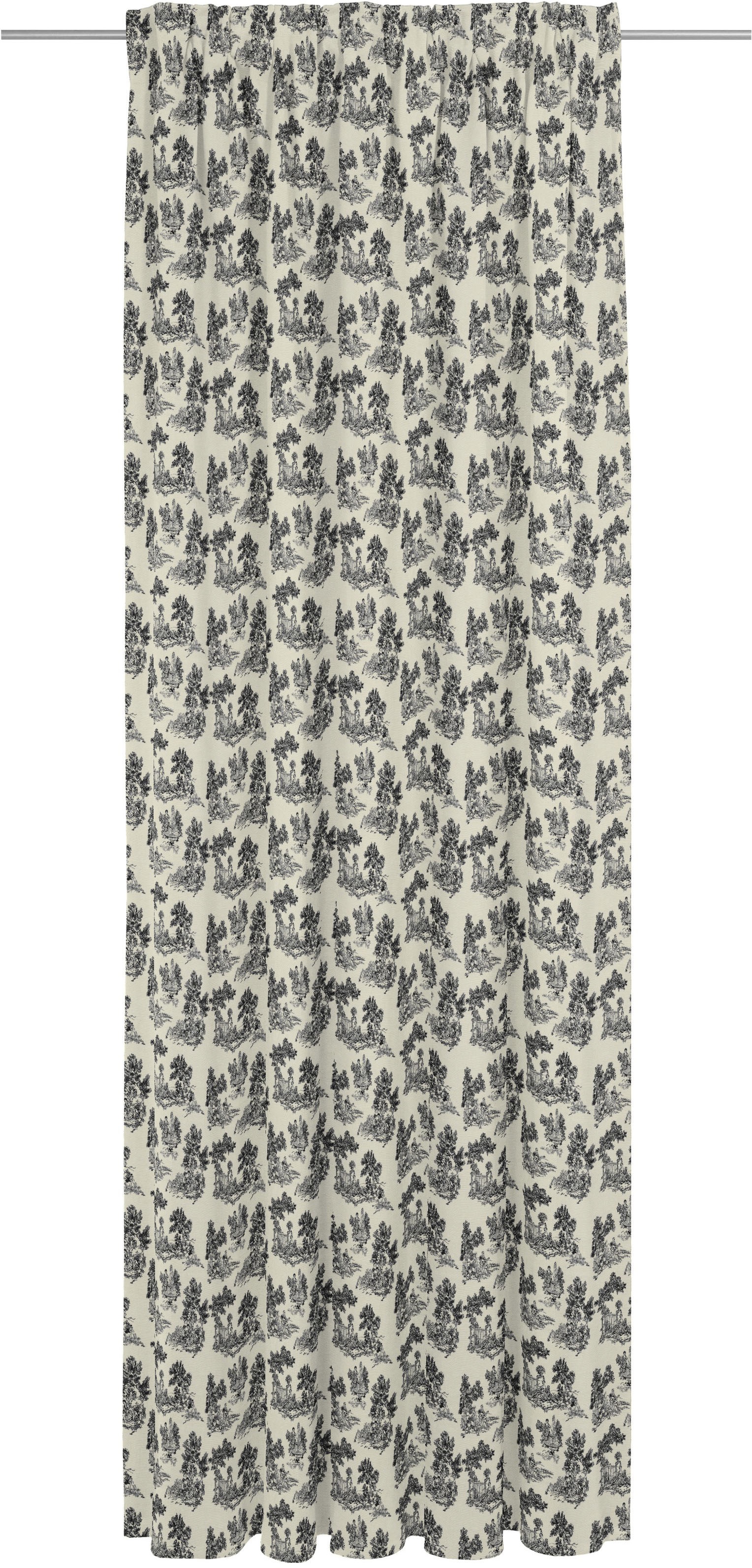 Vorhang ADAM "Good old days" Gardinen Gr. 175 cm, Multifunktionsband, 142 cm, schwarz-weiß (weiß, schwarz) Esszimmergardinen