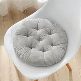 Hiseng Cord Sitzkissen Tatami Stuhlkissen Runde Weiches Baumwolle Dickes Matratzenkissen Bodenkissen Sitzpolster für Esszimmer Küche Terrasse Stuhl Bank (Grau,40x40cm)
