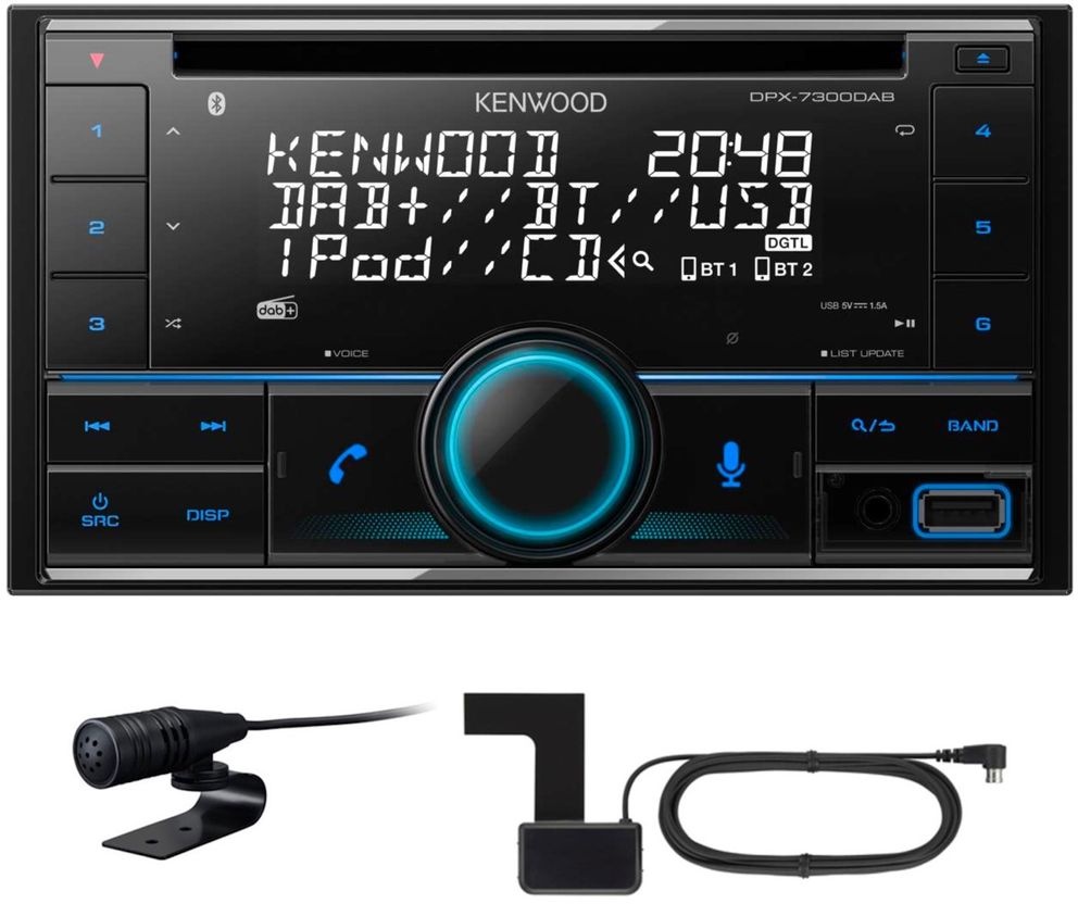 KENWOOD DPX-7300DAB 2 DIN CD Autoradio USB Digitalradio Bluetooth inkl Antenne