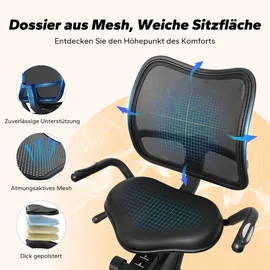 Merach Liege-Heimtrainer für Zuhause, gelenkschonendes Fitnessbike bis 135 kg, Dual-Belt-Antrieb,