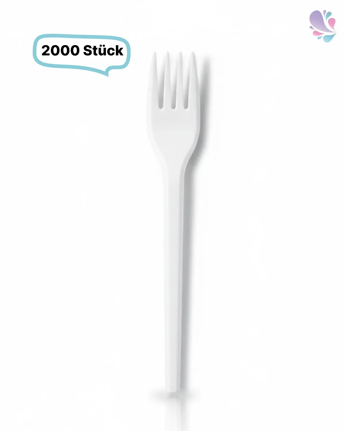Gabel, Plastikgabel, Mehrwegbesteck, 16 cm, 2.000 Stk, weiß, robust, Premium Qualität