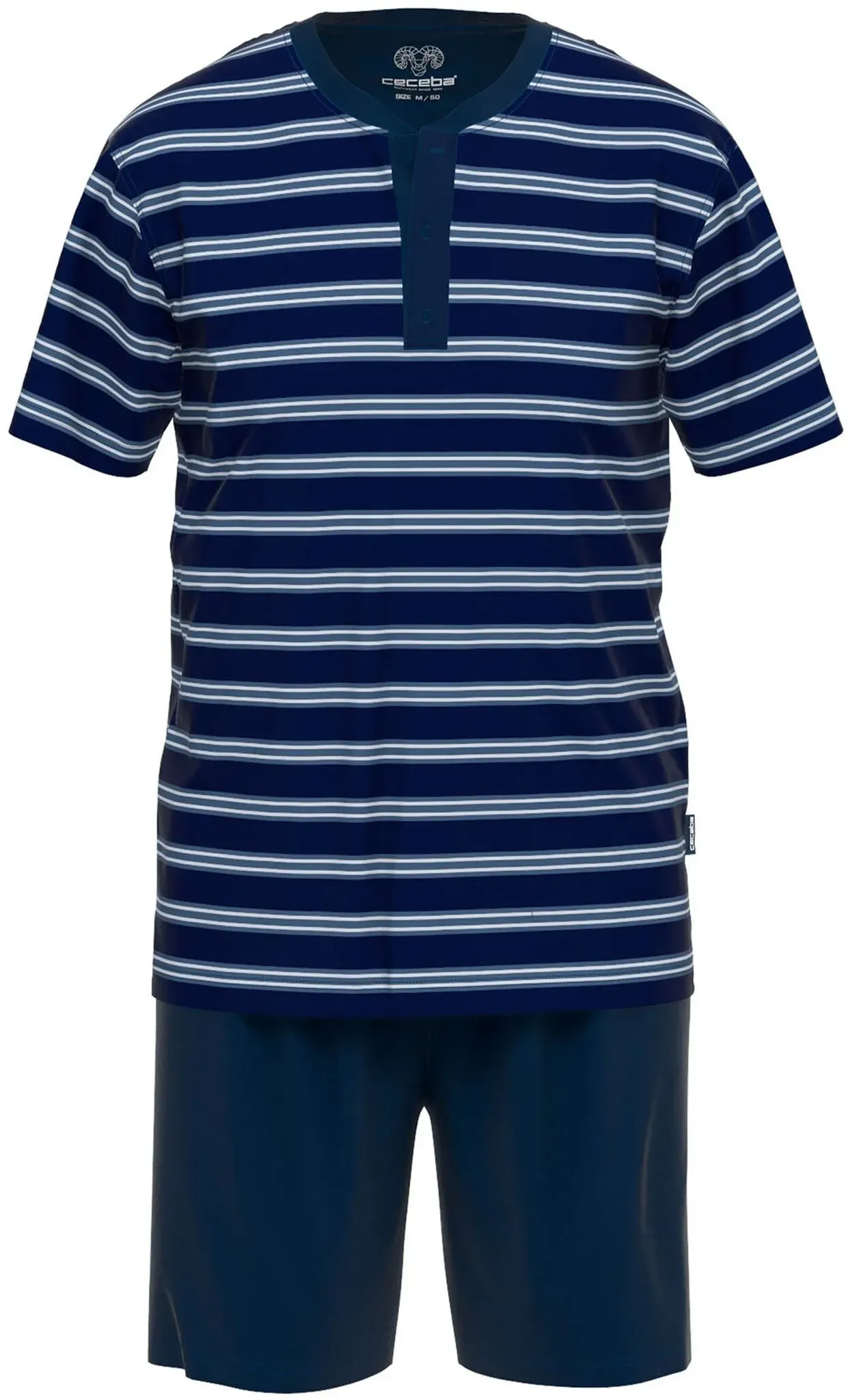Schlafanzug CECEBA "Pyjama Philadelphia", Herren, Gr. 5XL, blau (blau, weiß), Obermaterial: 100% Baumwolle CO., Homewear-Sets Schlafanzug