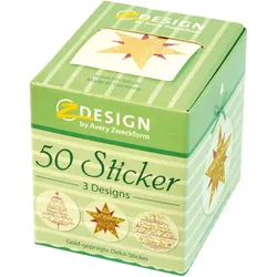 Z-Design Sticker auf Rolle Motiv Weihnachtsornamente rund 38mm 3 Motive 50 Stück