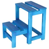 WellHome - Trittleiter mit 2 Stufen aus Holz - Blau-Finish 32x23x40 cm