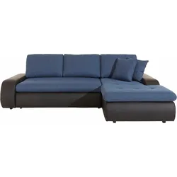Ecksofa TRENDMANUFAKTUR "Indie, L-Form", schwarz (schwarz, aqua), B:246cm H:86cm T:155cm, Sofas, wahlweise XL oder XXL
