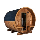 sentiotec Kaski 240 Panorama Canopy Fasssauna Außensauna aus Thermo-Kiefer Ø 220 x 240 cm