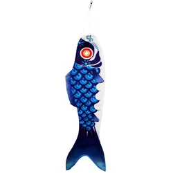 Windspiel Koi (blau) - farbenfroher Windsack als Fisch Motiv inkl. Aluwirbel 90 CM