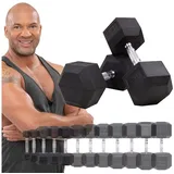 Miweba Sports Hantel-Set Premium Hexagon Kurzhantel Set HGH100 - 7 verschiedene Varianten, (2er-Set, Hantelpaar, Gusseisen-Kern, kreuzgerändelte Struktur, konische Form), Hantelgewichte Gewichte Fitness Sport Hantel Kurzhantel Set schwarz