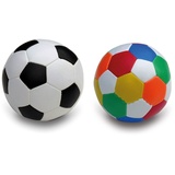 alldoro 60305 Softball Ø 10 cm, 1 Fußball 1 Ball, Softfußball aus Schaumstoff, Kinderball für Drinnen und Draußen, Spielball für Kinder und Babys ab 0 Monaten, 2er Set Schwarz/Weiß + Bunt